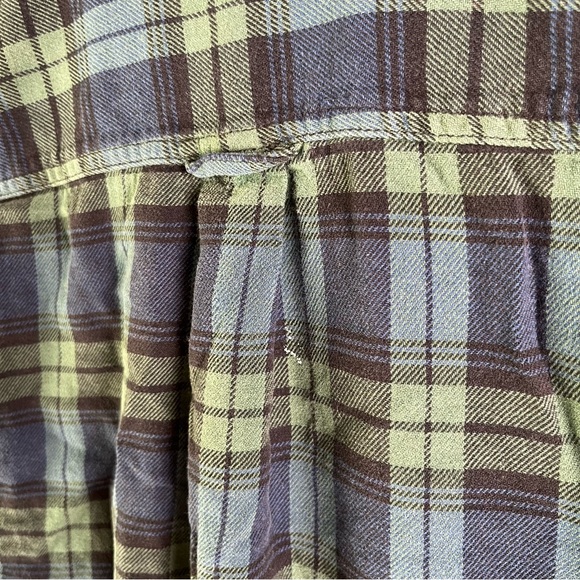 Woolrich Blackwatch Plaid Cotton Flannel Women L Button Down HOLES PAINT STAINED - Picture 14 of 16